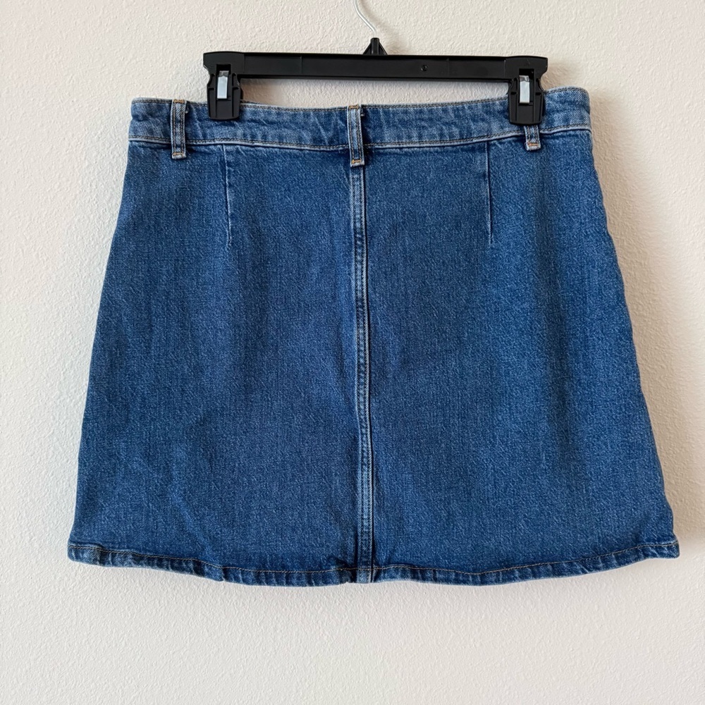 Anthropologie Maeve Button-Front Mini Denim Skirt with Pockets Size 14 - Picture 3 of 5